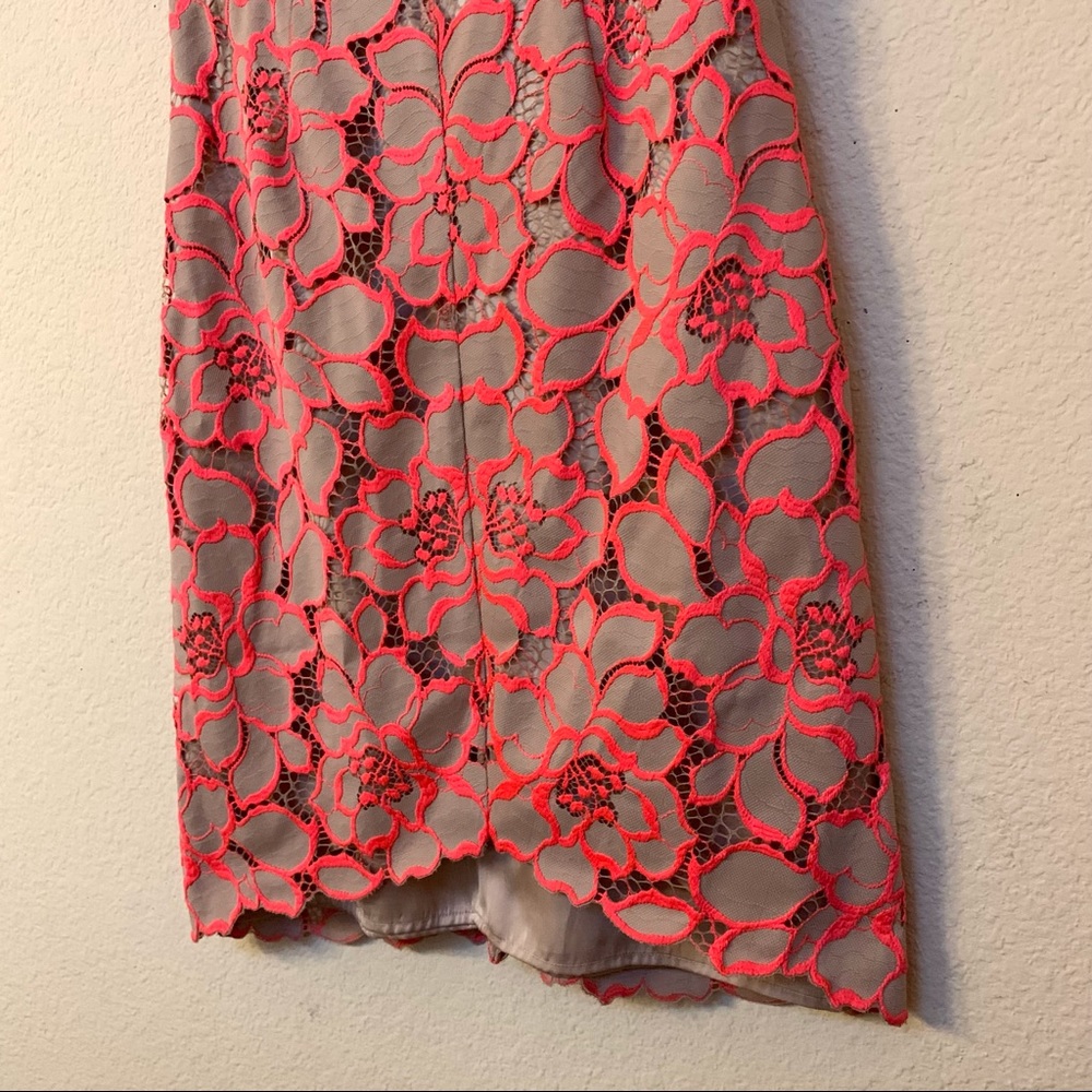 Trina Turk Pink Tan Floral lace Sleeveless Dress - Picture 7 of 14